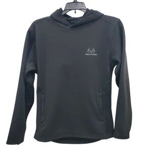 RealTree Boy's Black Performance Fleece Outdoors Hunting Gaiter Hoodie L (10-12)